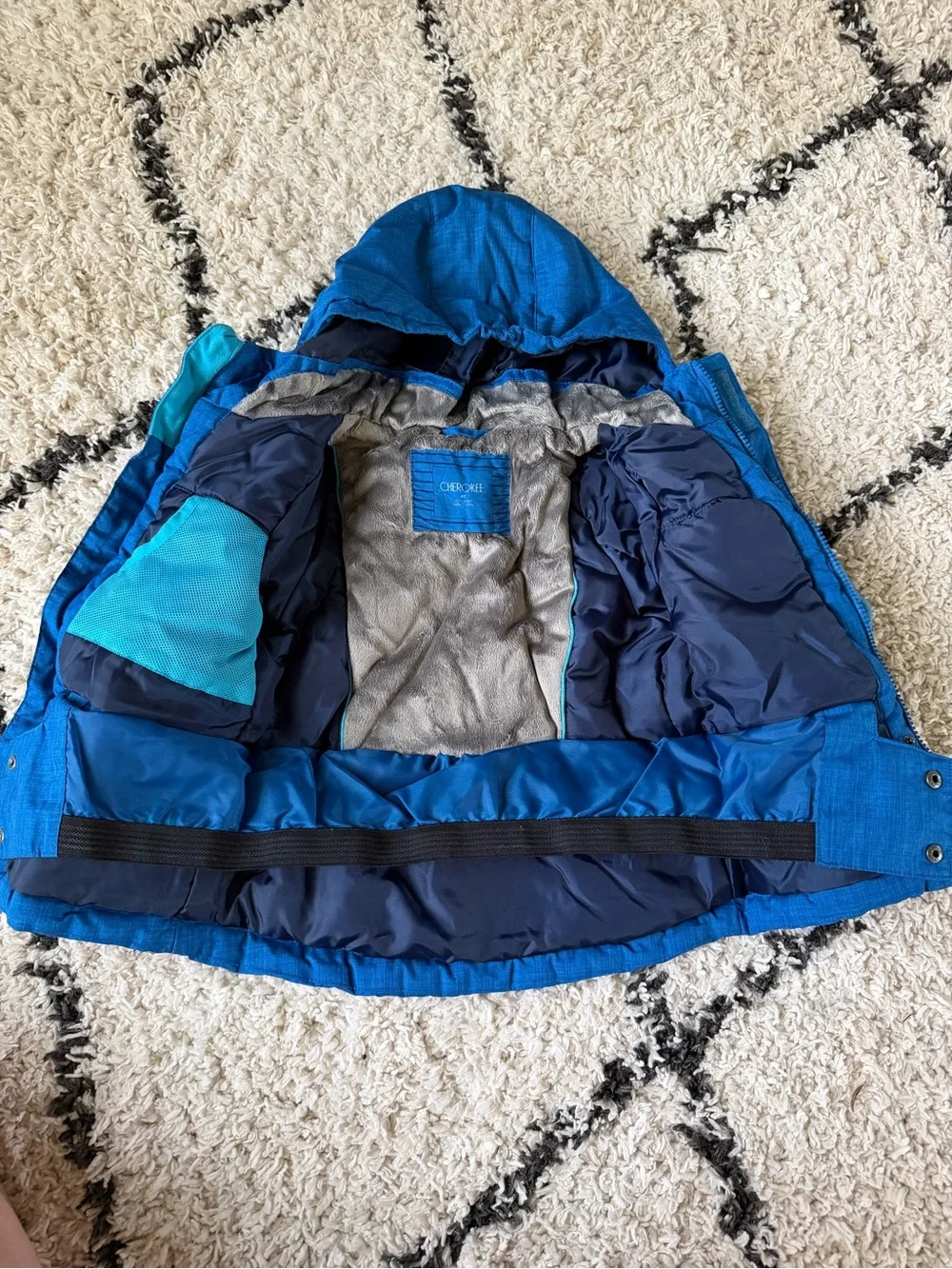 Cherokee Bright Blue Hooded Puffer Jacket for Kids 4Y